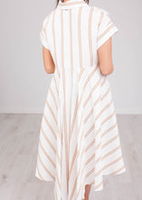 Load image into Gallery viewer, Sophia Cream &amp; Tan Hi-Low Dress - The Walk in Wardrobe