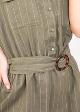 Load image into Gallery viewer, Sophia Khaki Pinstripe Playsuit - The Walk in Wardrobe